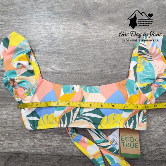 Volcom Tie Back Ruffle Bikini Top Size XS - Picture 5 of 6